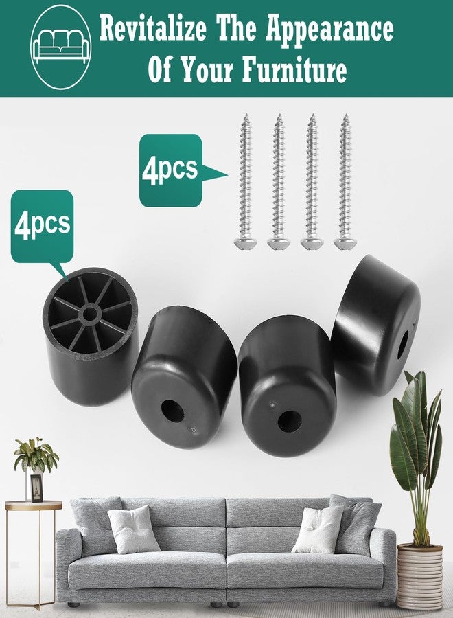 Masendelk 1 inch Black Plastic Furniture Legs, Screw-in Couch Legs Round Tapered Sofa Legs Replacement Legs for Furniture Couch Table Sofa, Pack of 4 - Image 4
